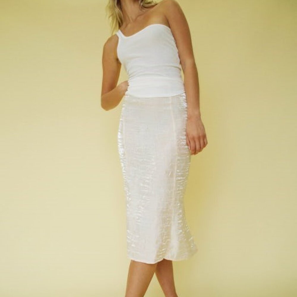 The Line by K Grace Crinkled Satin Skirt in Champagne color - NWT